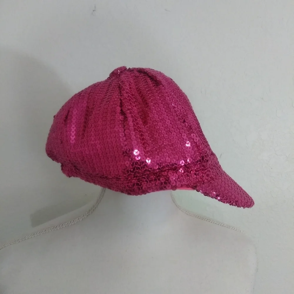Disney Parks Mickey Minnie Mouse Sequin Embellished Pink Gold Ornate Cap Hat